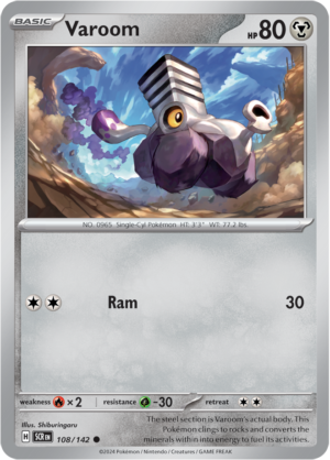 Pokémon TCG Varoom – SCR 108/142 Common Reverse Holofoil – EN