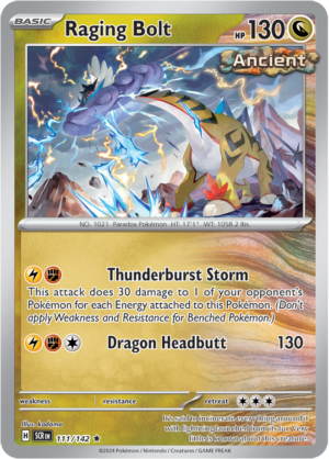 Pokémon TCG Raging Bolt – SCR 111/142 Rare Reverse Holofoil – EN