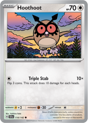 Pokémon TCG Hoothoot – SCR 114/142 Common Reverse Holofoil – EN