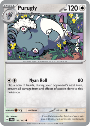 Pokémon TCG Purugly – SCR 117/142 Common Reverse Holofoil – EN