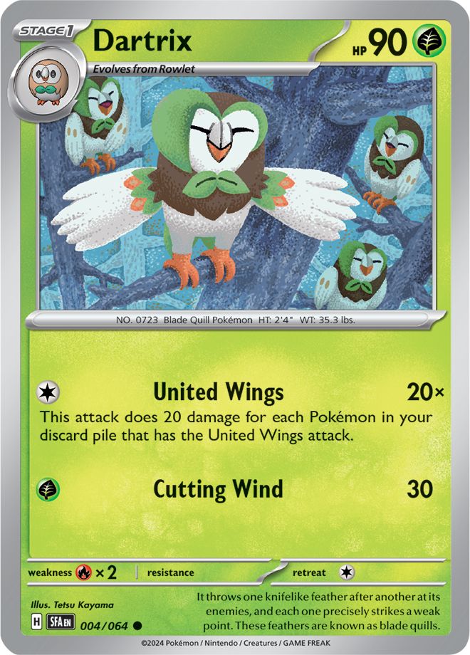 Pokémon TCG Dartrix – SFA 004/064 Common Regular – EN