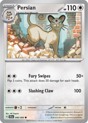 Pokémon TCG Persian – SFA 049/064 Common Reverse Holofoil – EN