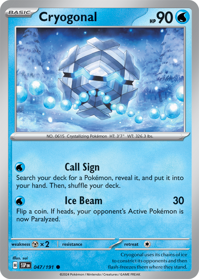 Pokémon TCG Cryogonal – SSP 047/191 Common Reverse Holofoil – EN