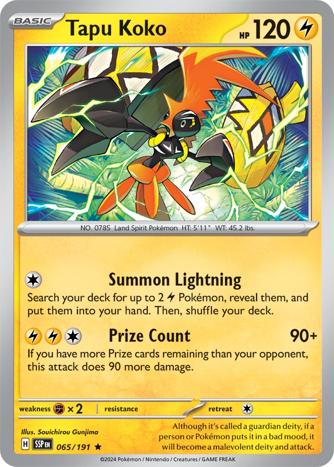 Pokémon TCG Tapu Koko – SSP 065/191 Rare Holo – EN