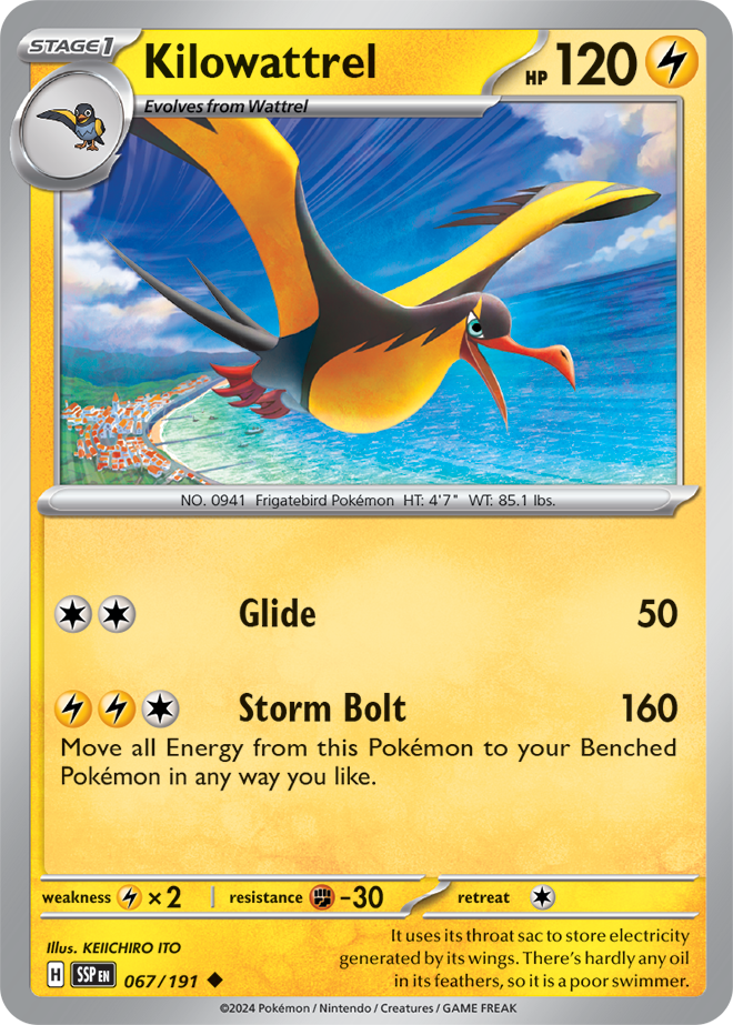 Pokémon TCG Kilowattrel – SSP 067/191 Uncommon Regular – EN