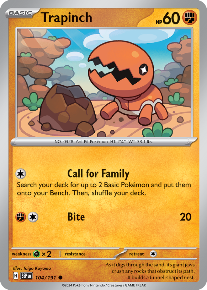 Pokémon TCG Trapinch – SSP 104/191 Common Reverse Holofoil – EN