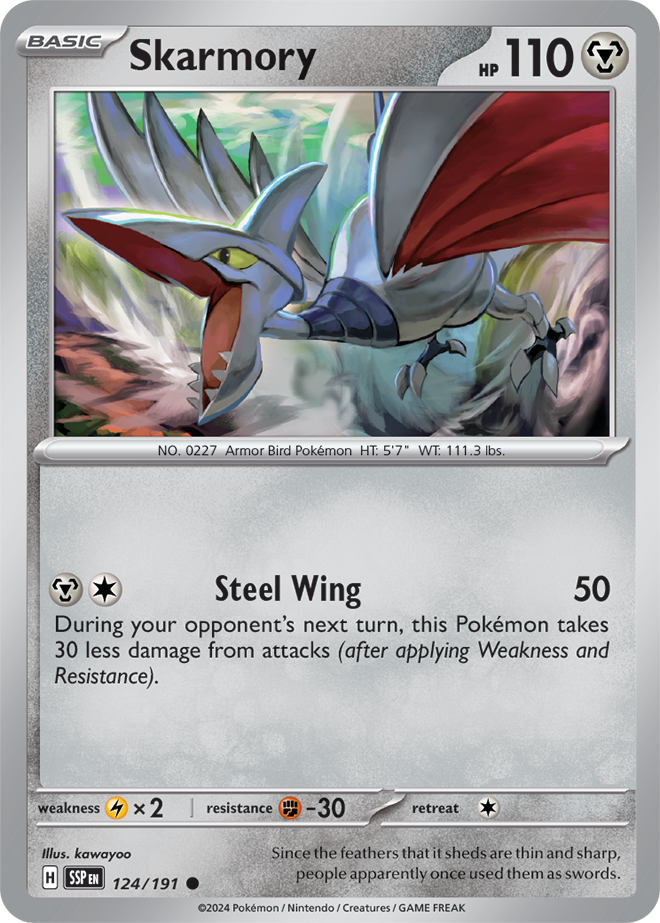 Pokémon TCG Skarmory – SSP 124/191 Common Reverse Holofoil – EN