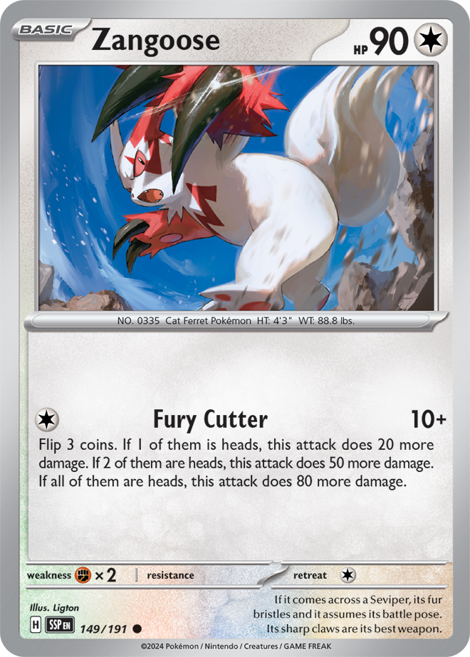 Pokémon TCG Zangoose – SSP 149/191 Common Reverse Holofoil – EN