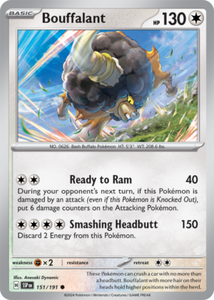 Pokémon TCG Bouffalant – SSP 151/191 Common Reverse Holofoil – EN