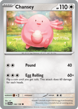 Pokémon TCG Chansey – SVI 144/198 Common Reverse Holofoil – EN