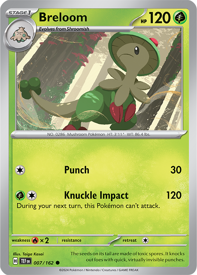 Pokémon TCG Breloom – TEF 007/162 Common Reverse Holofoil – EN