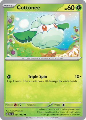 Pokémon TCG Cottonee – TEF 014/162 Common Reverse Holofoil – EN