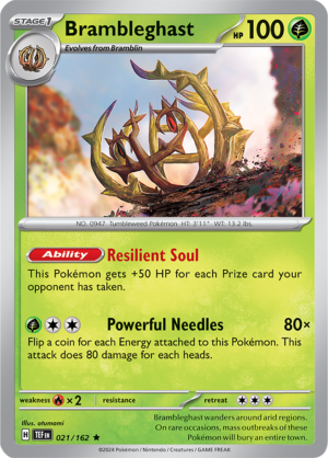 Pokémon TCG Brambleghast – TEF 021/162 Rare Reverse Holofoil – EN