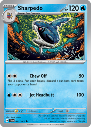 Pokémon TCG Sharpedo – TEF 043/162 Uncommon Regular – EN