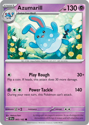 Pokémon TCG Azumarill – TEF 065/162 Common Reverse Holofoil – EN