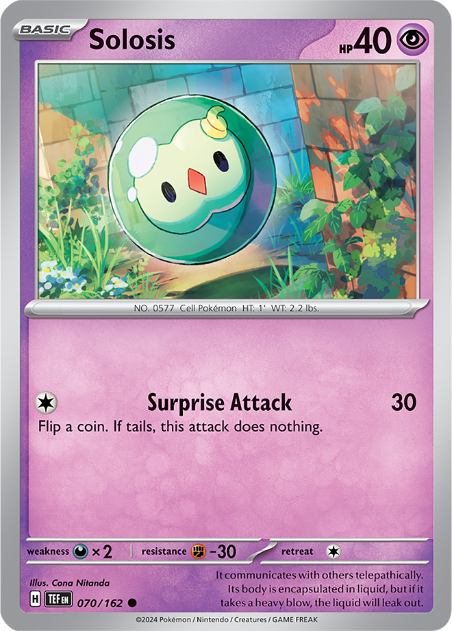 Pokémon TCG Solosis – TEF 070/162 Common Reverse Holofoil – EN