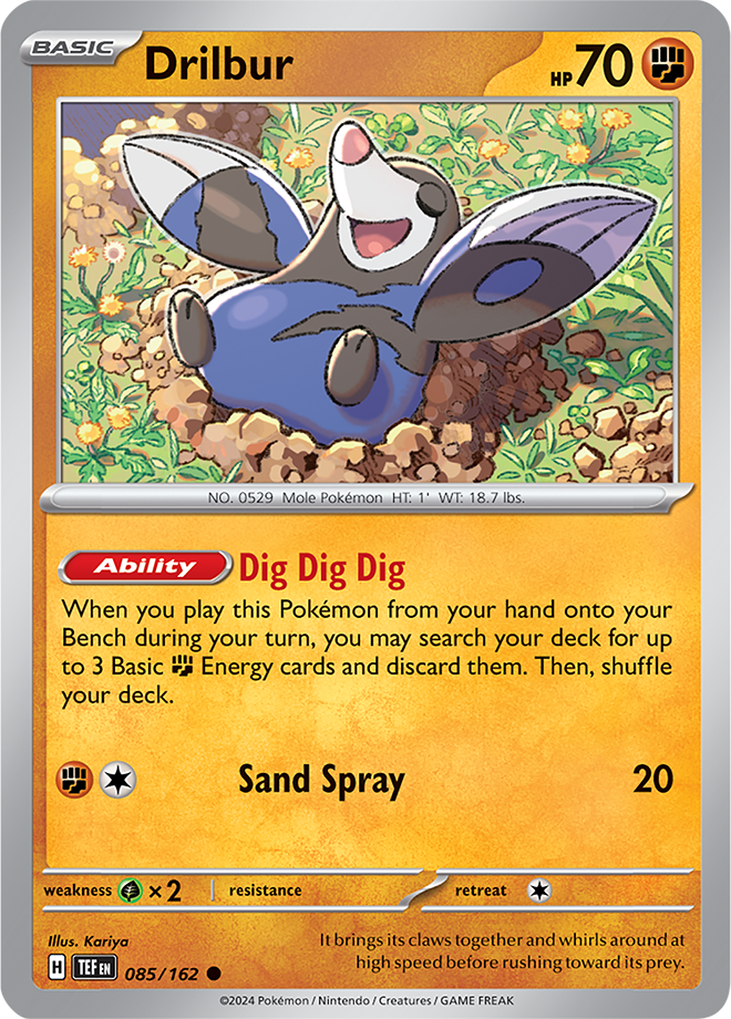 Pokémon TCG Drilbur – TEF 085/162 Common Reverse Holofoil – EN