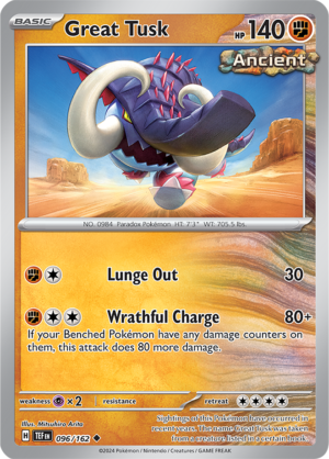 Pokémon TCG Great Tusk – TEF 096/162 Uncommon Regular – EN