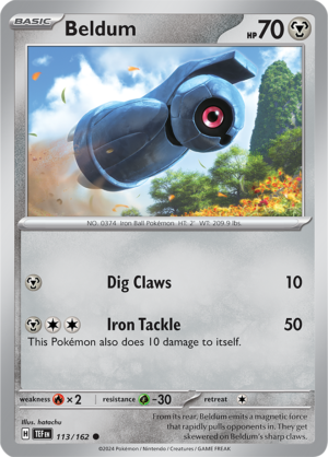 Pokémon TCG Beldum – TEF 113/162 Common Reverse Holofoil – EN