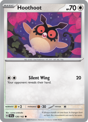 Pokémon TCG Hoothoot – TEF 126/162 Common Reverse Holofoil – EN