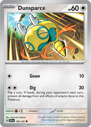 Pokémon TCG Dunsparce – TEF 128/162 Common Reverse Holofoil – EN