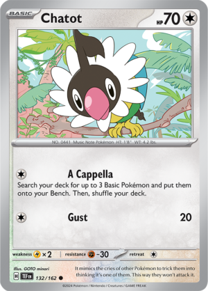 Pokémon TCG Chatot – TEF 132/162 Common Reverse Holofoil – EN