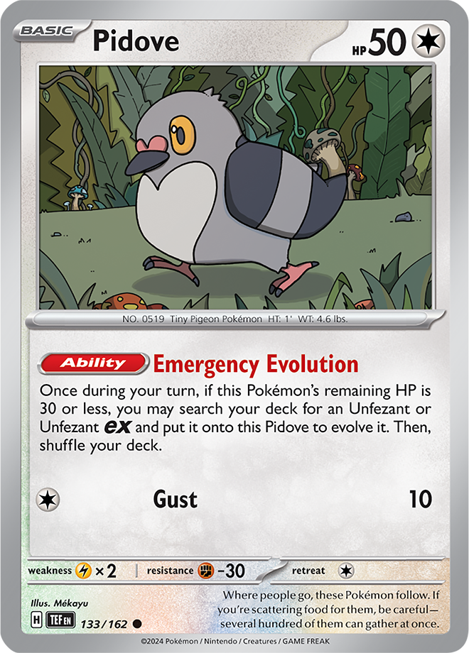 Pokémon TCG Pidove – TEF 133/162 Common Regular – EN