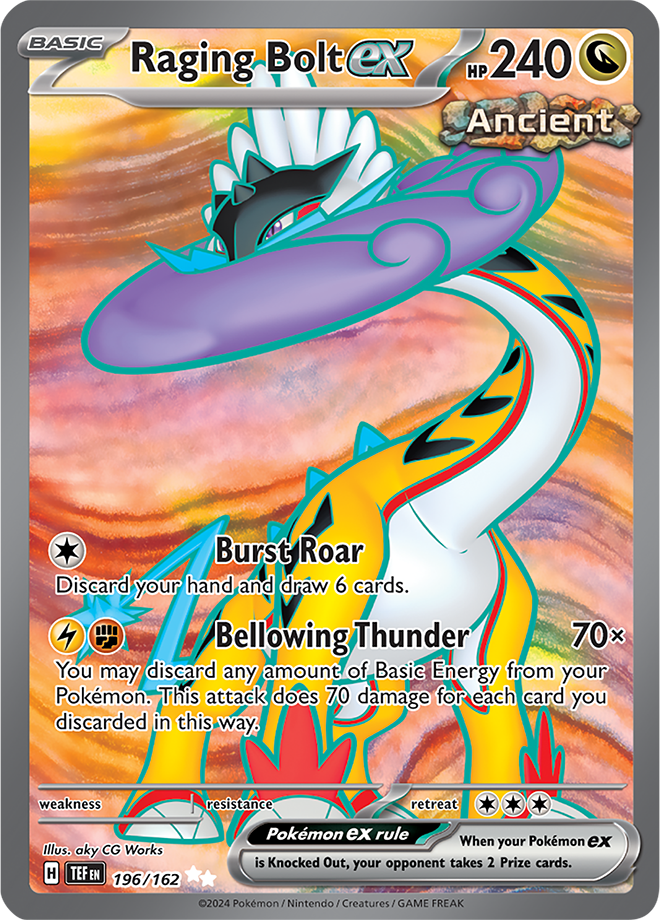 Pokémon TCG Raging Bolt ex – TEF 196/162 Ultra Rare Holo – EN