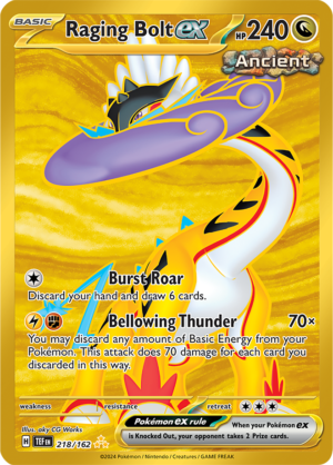 Pokémon TCG Raging Bolt ex – TEF 218/162 Hyper Rare Holo – EN