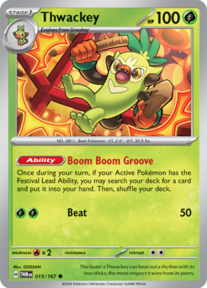 Pokémon TCG Thwackey – TWM 015/167 Common Regular – EN