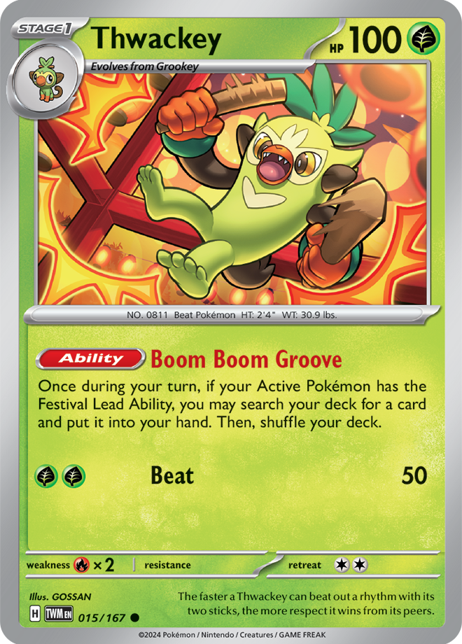 Pokémon TCG Thwackey – TWM 015/167 Common Regular – EN