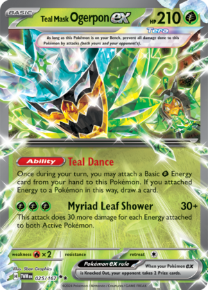 Pokémon TCG Teal Mask Ogerpon ex – TWM 025/167 Double Rare Holo – EN
