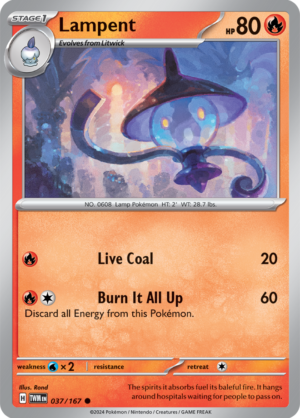 Pokémon TCG Lampent – TWM 037/167 Common Regular – EN