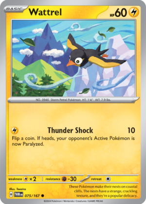 Pokémon TCG Wattrel – TWM 075/167 Common Regular – EN