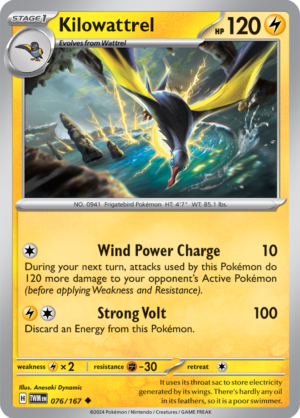 Pokémon TCG Kilowattrel – TWM 076/167 Uncommon Regular – EN