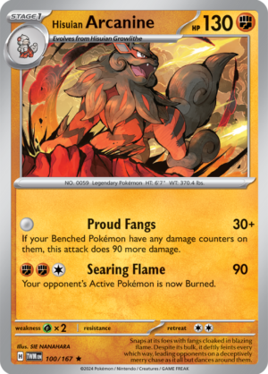 Pokémon TCG Hisuian Arcanine – TWM 100/167 Rare Holo – EN