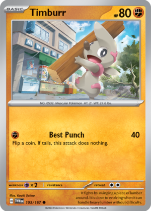 Pokémon TCG Timburr – TWM 103/167 Common Regular – EN