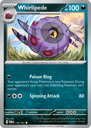 Pokémon TCG Whirlipede – TWM 116/167 Common Regular – EN
