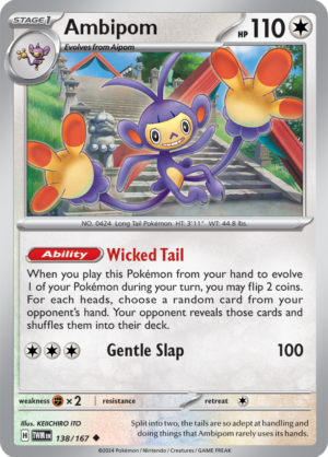 Pokémon TCG Ambipom – TWM 138/167 Uncommon Regular – EN
