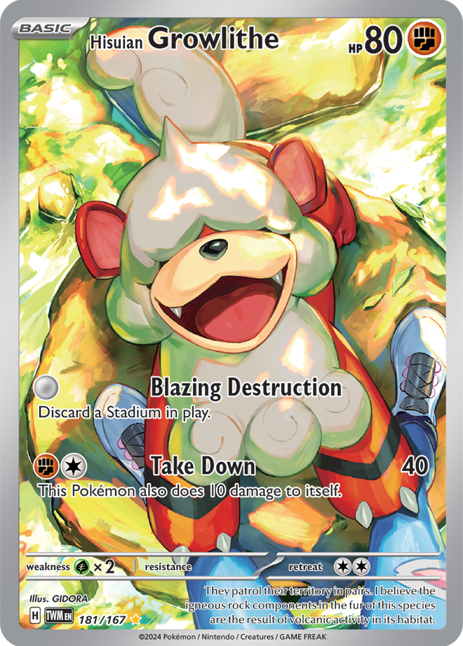 Pokémon TCG Hisuian Growlithe – TWM 181/167 Illustration Rare Holo – EN