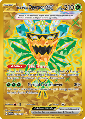 Pokémon TCG Teal Mask Ogerpon ex – TWM 221/167 Hyper Rare Holo – EN