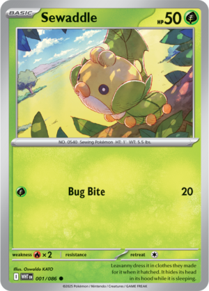 Pokémon TCG Sewaddle – WHT 001/086 Common Regular – EN