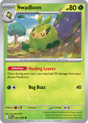 Pokémon TCG Swadloon – WHT 002/086 Common Regular – EN