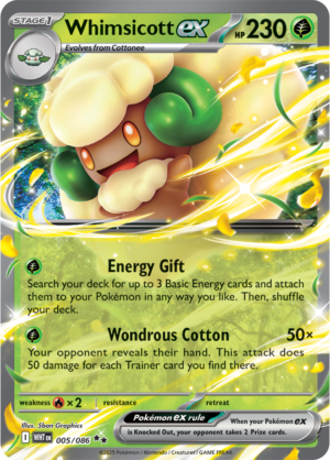 Pokémon TCG Whimsicott ex – WHT 005/086 Double Rare Holo – EN