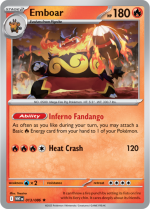 Pokémon TCG Emboar – WHT 013/086 Rare Holo – EN