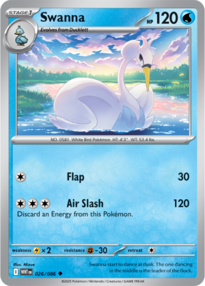 Pokémon TCG Swanna – WHT 026/086 Uncommon Regular – EN