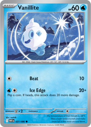 Pokémon TCG Vanillite – WHT 027/086 Common Regular – EN