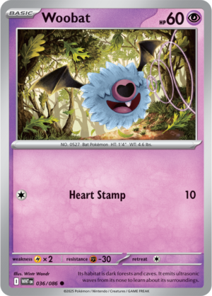 Pokémon TCG Woobat – WHT 036/086 Common Regular – EN