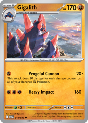 Pokémon TCG Gigalith – WHT 048/086 Uncommon Reverse Holofoil – EN
