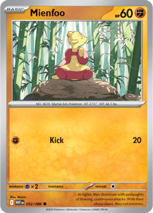Pokémon TCG Mienfoo – WHT 052/086 Common Reverse Holofoil – EN